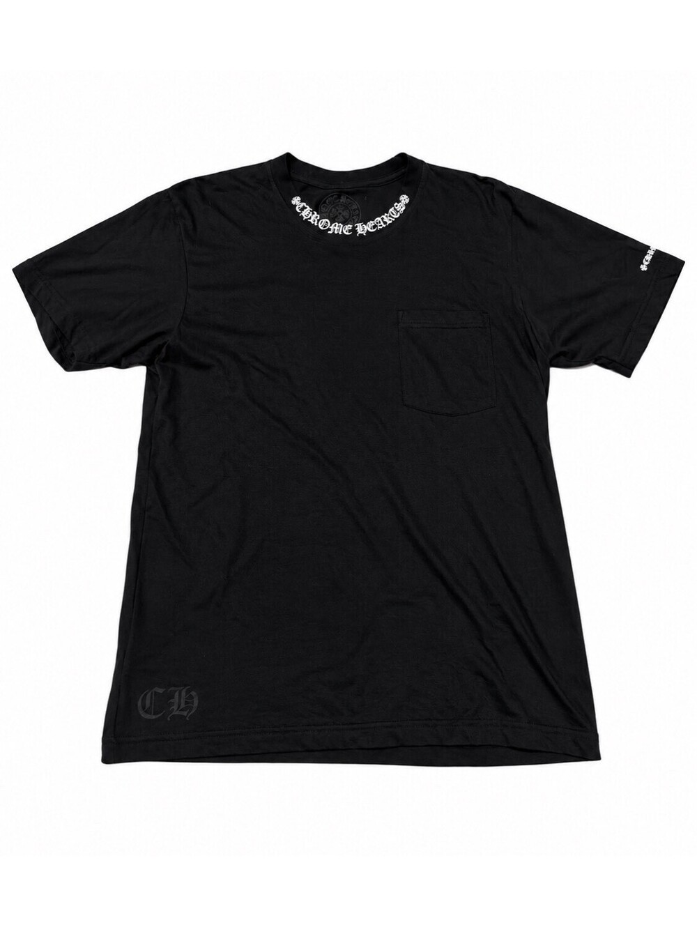 Chrome Hearts Neck Logo Pocket Black T Shirt Mens Size M